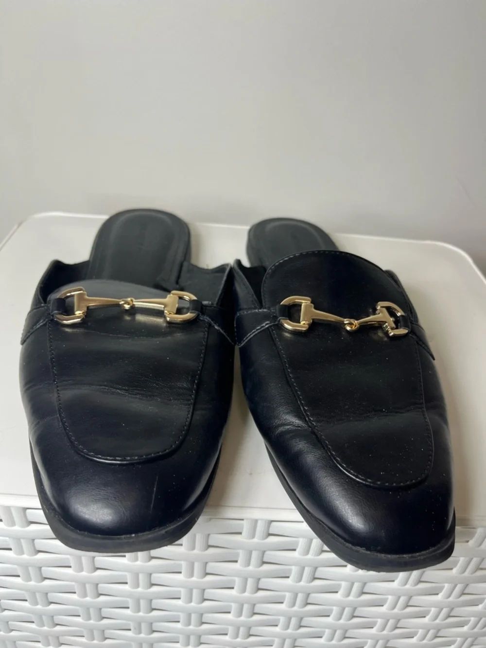 Old Navy Black Mule Loafers with Gold Accent - Picture 3 of 8